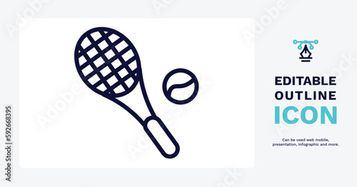 tennis game icon. Thin line tennis game icon from sport and games collection. Outline vector isolated on white background. Editable tennis game symbol can be used web and mobile