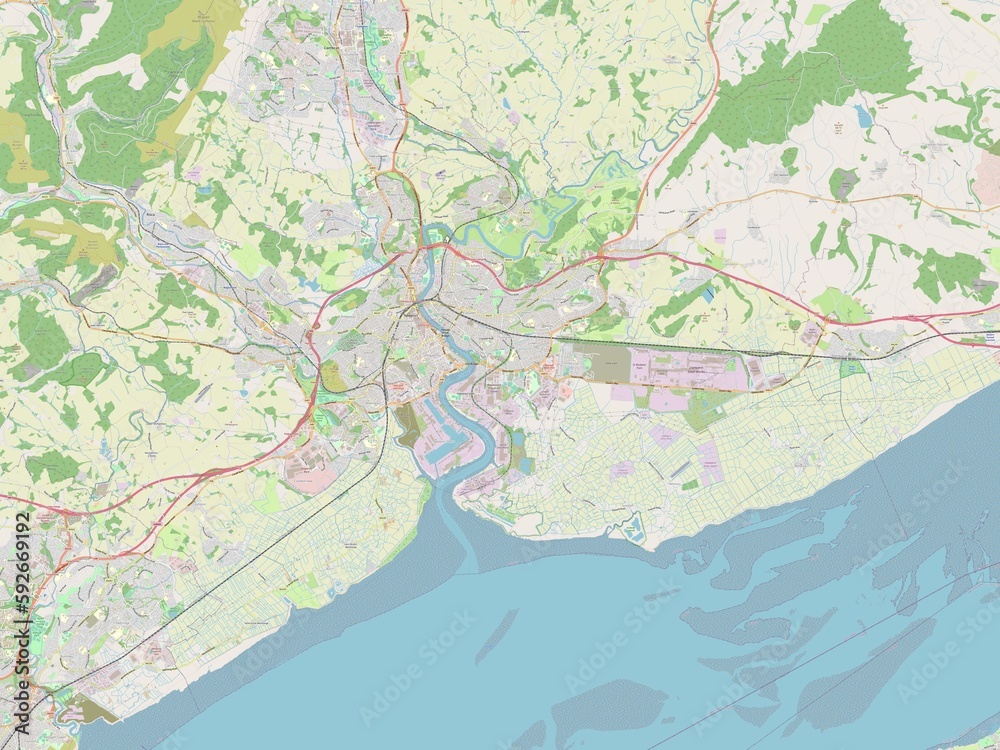 Fototapeta premium Newport, Wales - Great Britain. OSM. No legend
