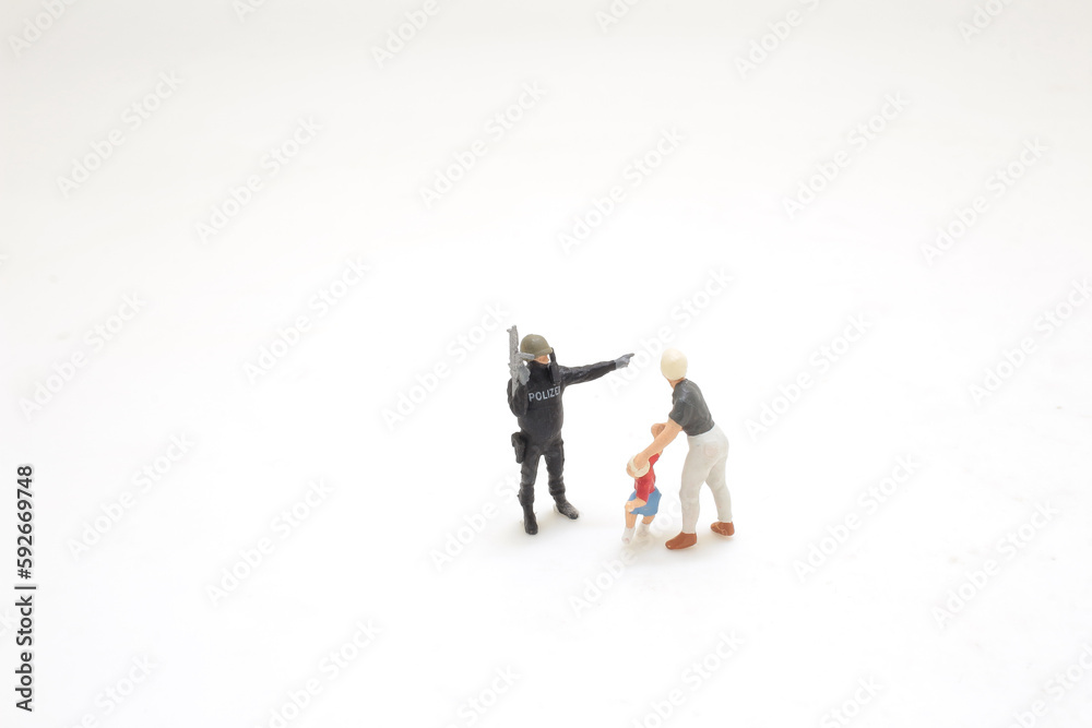 a bock with police figure during lock down a bock with police figure during lock down