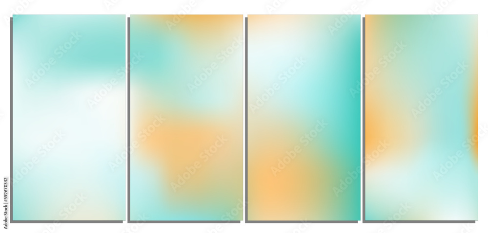 Set of colorful gradients in trendy soft style. Vector background illustration. Blurred colorful background. Fashion vector illustration. Background, wallpaper. Bright gradient mesh.