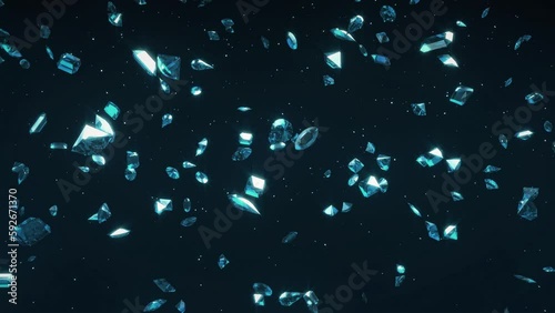 Falling Blue Diamonds and Gems - Seamless Loop Background