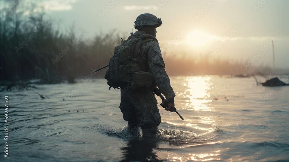 Kampf ums Wasser / Krieg / Soldat / generative AI Kampf ums Wasser / Krieg / Soldat / generative AI