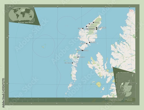 Na h-Eileanan Siar, Scotland - Great Britain. OSM. Labelled points of cities photo