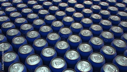 Soda Cans Arranged Closely - Warehouse