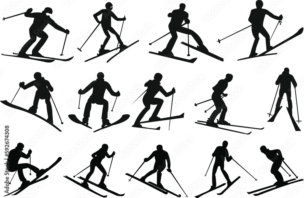 Naklejka premium Skier silhouette vectors