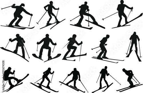 Skier silhouette vectors