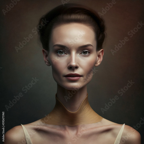 Generative ai portrait young woman with very long neck