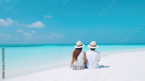 Couple relaxing sitting on ...