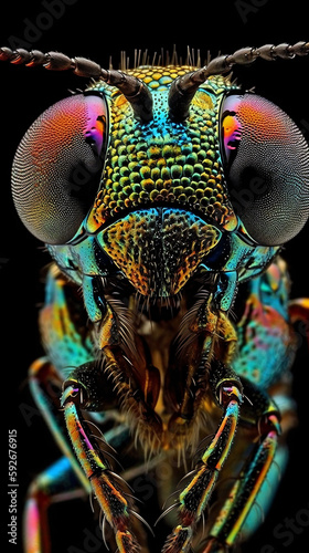 a closeup macro photography of a beautiful insect bug