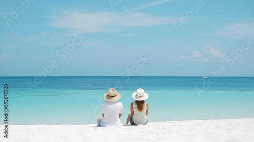 Couple relaxing sitting on ...