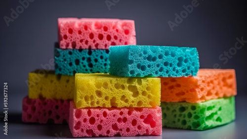 Various sponges for cleaning and dishwashing