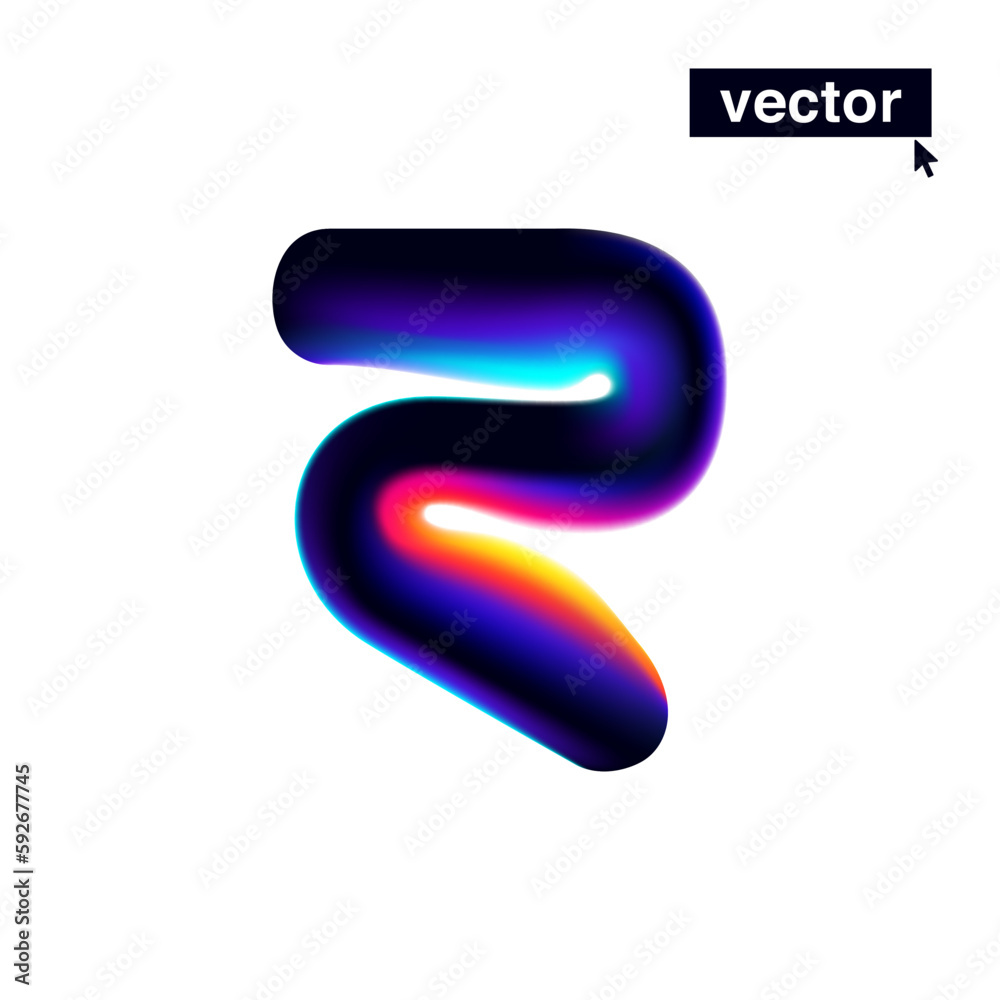 R letter logo with neon glitch. Multicolor gradient sign with double exposure and illusion effect. Glowing color shift vector icon. R letter logo with neon glitch. Multicolor gradient sign with double exposure and illusion effect. Glowing color shift vector icon.