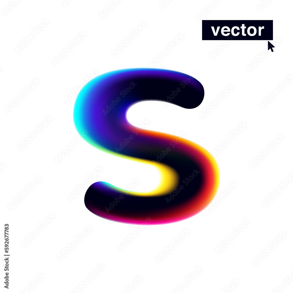 S letter logo with neon glitch. Multicolor gradient sign with double exposure and illusion effect. Glowing color shift vector icon. S letter logo with neon glitch. Multicolor gradient sign with double exposure and illusion effect. Glowing color shift vector icon.
