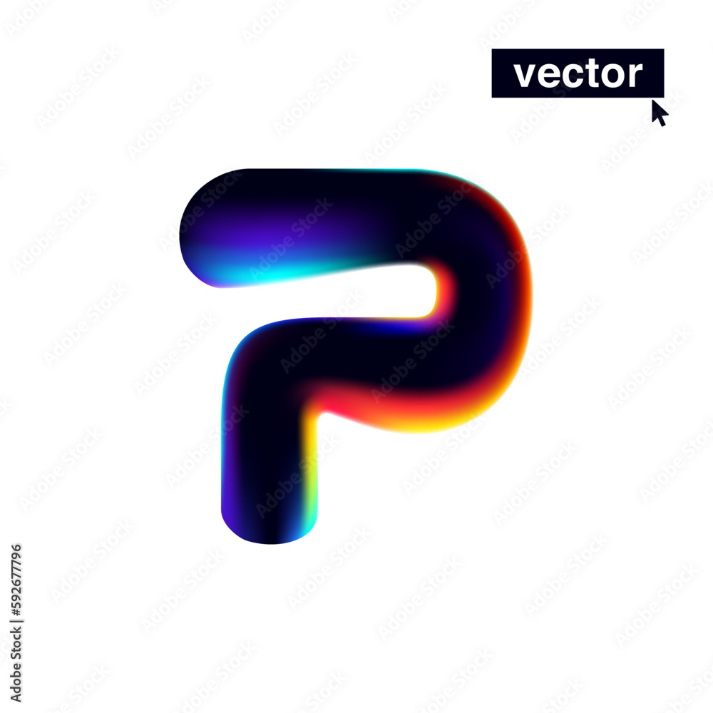 P letter logo with neon glitch. Multicolor gradient sign with double exposure and illusion effect. Glowing color shift vector icon. P letter logo with neon glitch. Multicolor gradient sign with double exposure and illusion effect. Glowing color shift vector icon.
