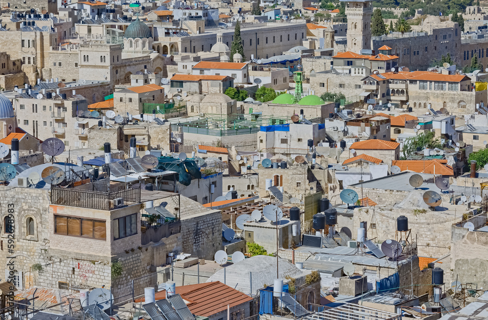 Roofs of the old city Jerusalem Israel