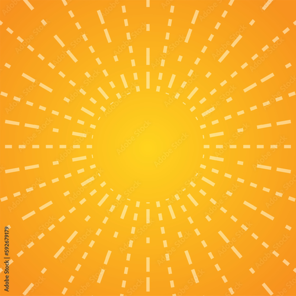 Fototapeta premium Orange Sunburst Pattern Background. Rays. Radial. Summer Banner. Vector Illustration