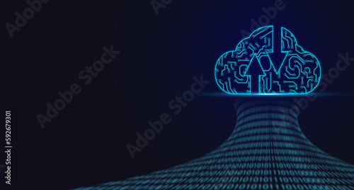 Internet cloud technology, computer data transmission through modern technology computer backup
