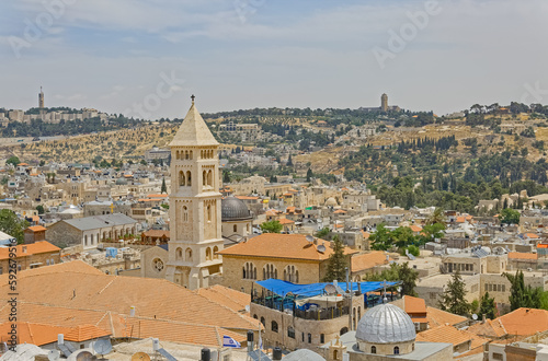 View of the Lutheran Church of the Redeemer in old city Jerusalem