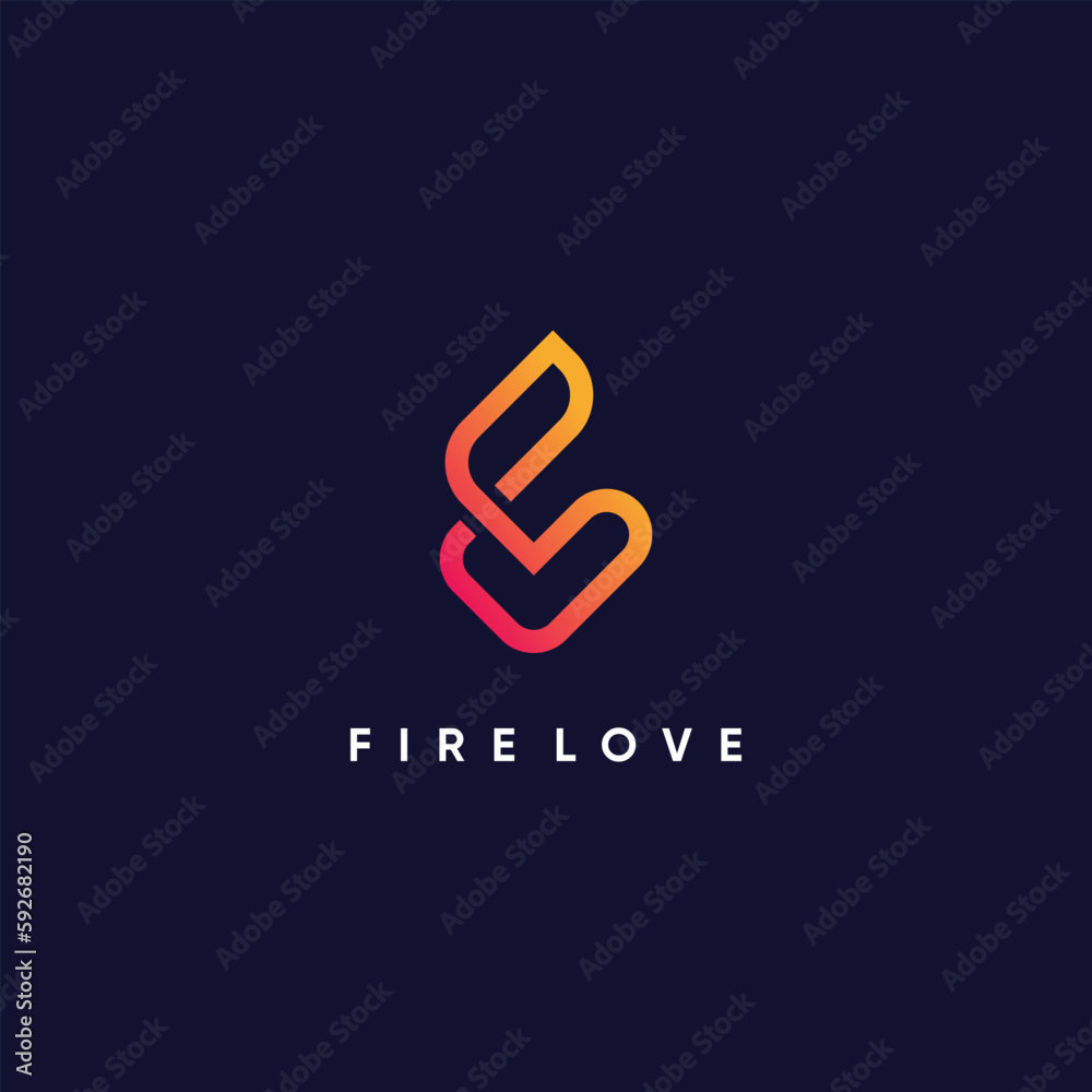 Abstract logo design idea with simple fire and love concept Abstract logo design idea with simple fire and love concept