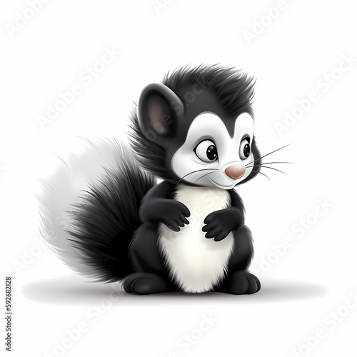 Baby Skunk Cartoon Isolated On White Background. Generative AI