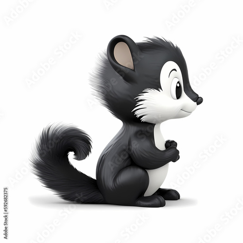 Baby Skunk Cartoon Isolated On White Background. Generative AI