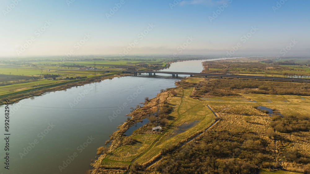 The Vistula river that flows through Żuławy Wislane, Pomerania, Poland.
