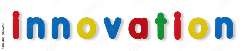 innovation word coloured magnetic letters with clipping path innovation word coloured magnetic letters with clipping path
