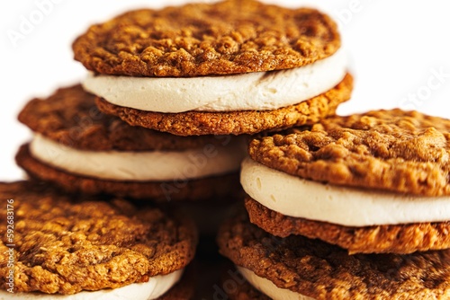 Closeup shot of thedelicious homemade Oatmeal Cream pies