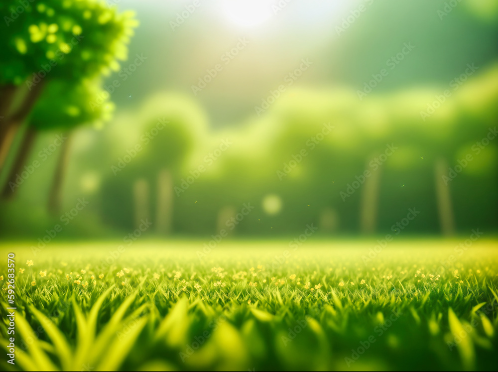 Obraz premium Green blurred background and sunlight