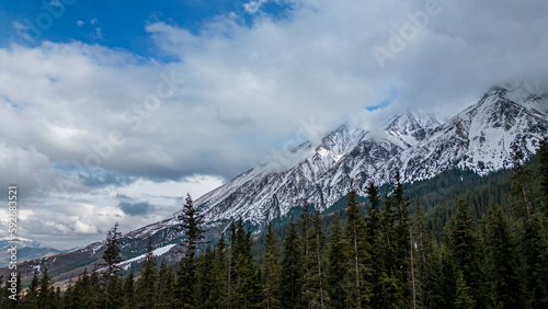 snowy mountains, the first snow, the nature of Kyrgyzstan. Selective focus, soft focus