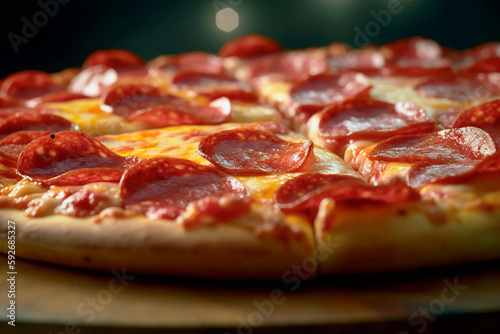 delicious pizza with lots of cheese and pepperoni. generated with AI