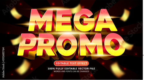 Mega promo pink yellow 3d editable modern text effect