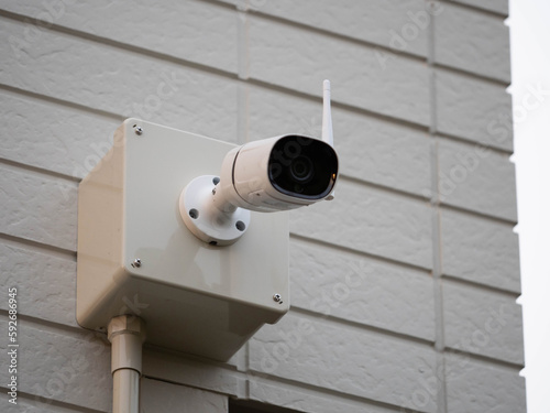 security camera on a wall