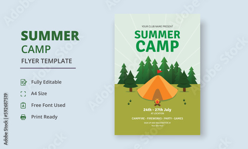 Summer Camp Flyer Template, Kids Summer Camp Flyer Template, Scouts Summer Camp Flyer Template