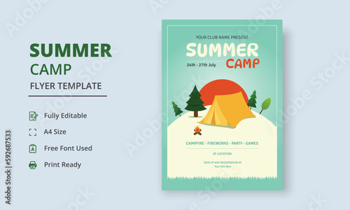 Summer Camp Flyer Template, Kids Summer Camp Flyer Template, Scouts Summer Camp Flyer Template