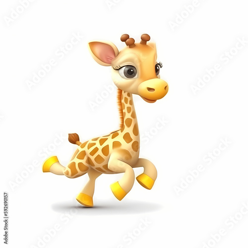 giraffe cartoon isolated on white. Generative AI