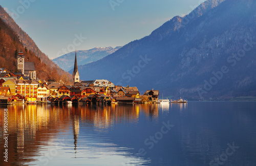 Wallpaper Mural Beautiful view of Hallstatter See and Hallstatt village in the Austrian Alps. Hallstatt famous tourist destination in Austria. Torontodigital.ca
