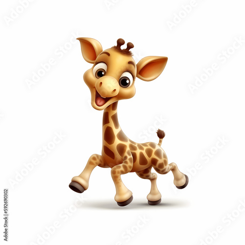 giraffe cartoon isolated on white. Generative AI