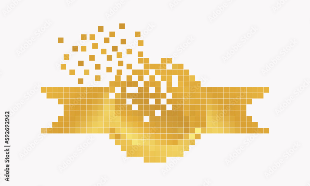 Fototapeta premium golden seal with pixel art ribbon
