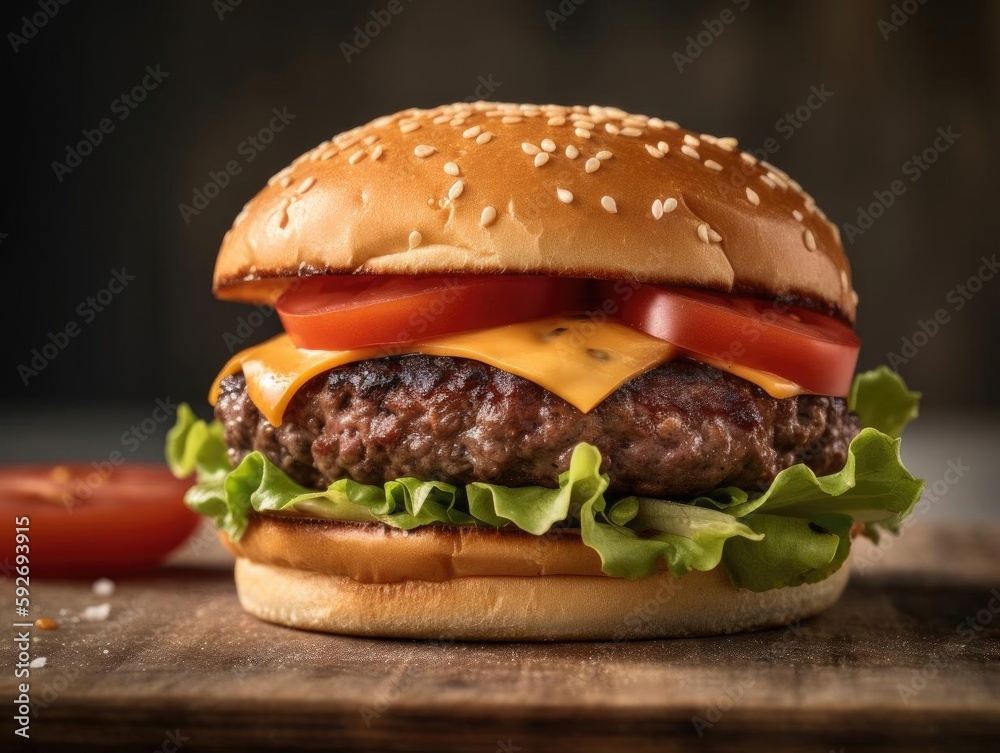 Perfectly Cooked Beef Burger Close-Up Shot. Perfectly Cooked Beef Burger Close-Up Shot.