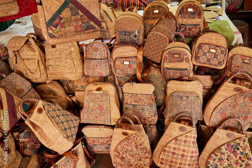 Colourful handmade cork products and bags are sold everywhere in Madeira, where they are traditional
