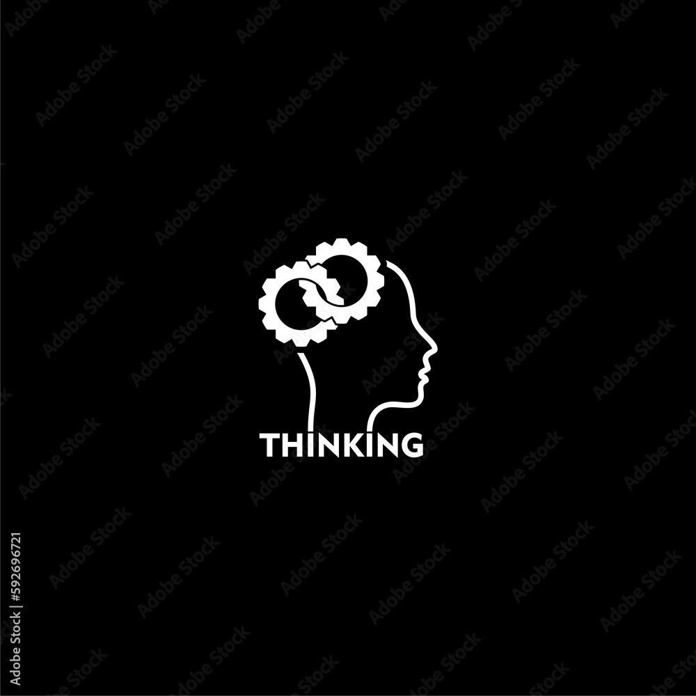 Thinking head icon isolated on dark background Thinking head icon isolated on dark background