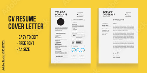 Minimalist resume cv template Cv Resume and Cover Letter Clean Modern Resume and Cover Letter Layout 