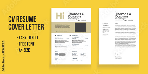 Cv Resume and Cover Letter Clean Modern Resume and Cover Letter Layout Minimalist resume cv template
