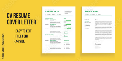Cv Resume and Cover Letter Clean Modern Resume and Cover Letter Layout Minimalist resume cv template