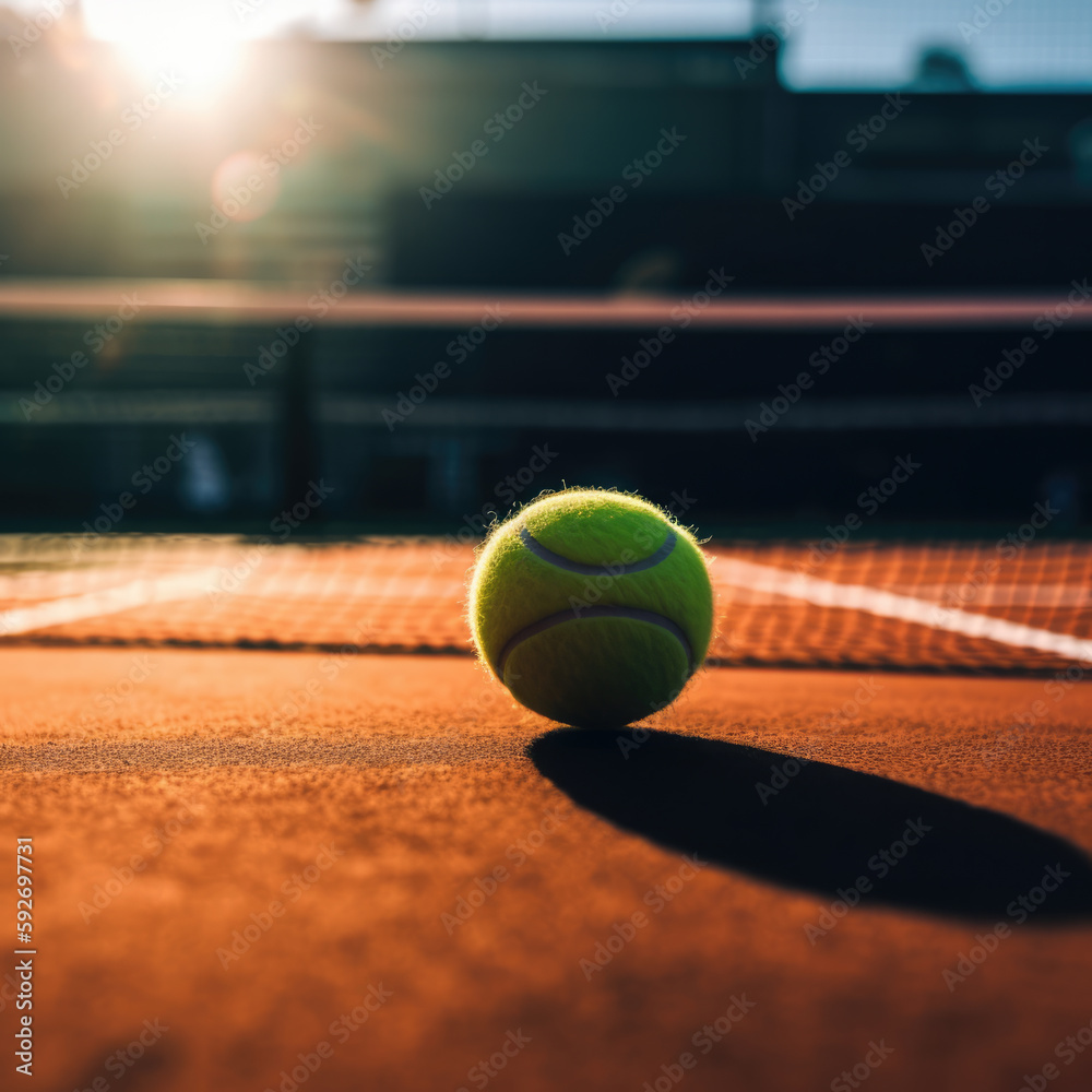 Tennis Ball on Court created with Generative AI Technology, ai, generative
