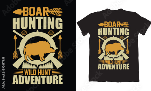 BOAR HUNTING WILD HUNT ADVENTURE-HUNTING T-SHIRT DESIGN GRAPHIC