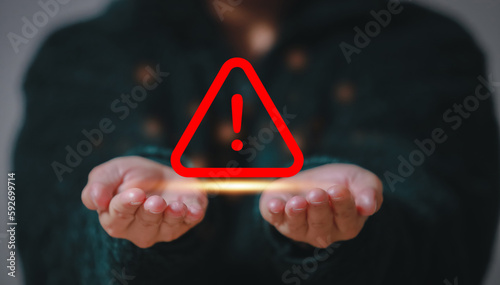 Caution warning for notification error and to be aware of the dangers of being hacked by hackers,Internet malware viruses are destroying computer data.Compromised information Malicious software.