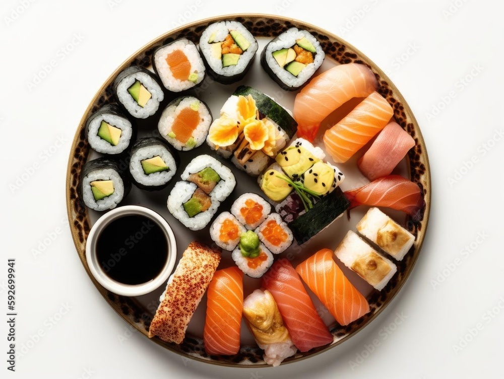 Beautifully Arranged Plate of Sushi Image. Beautifully Arranged Plate of Sushi Image.