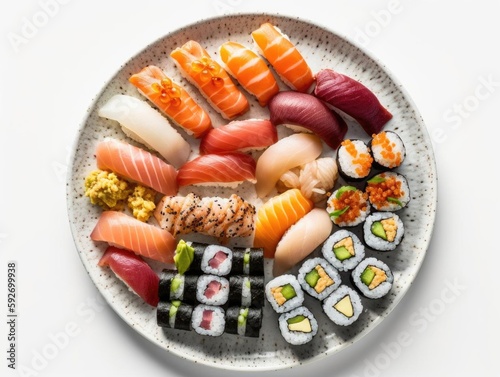 A Beautiful Arrangement of Sushi on a Plate.
